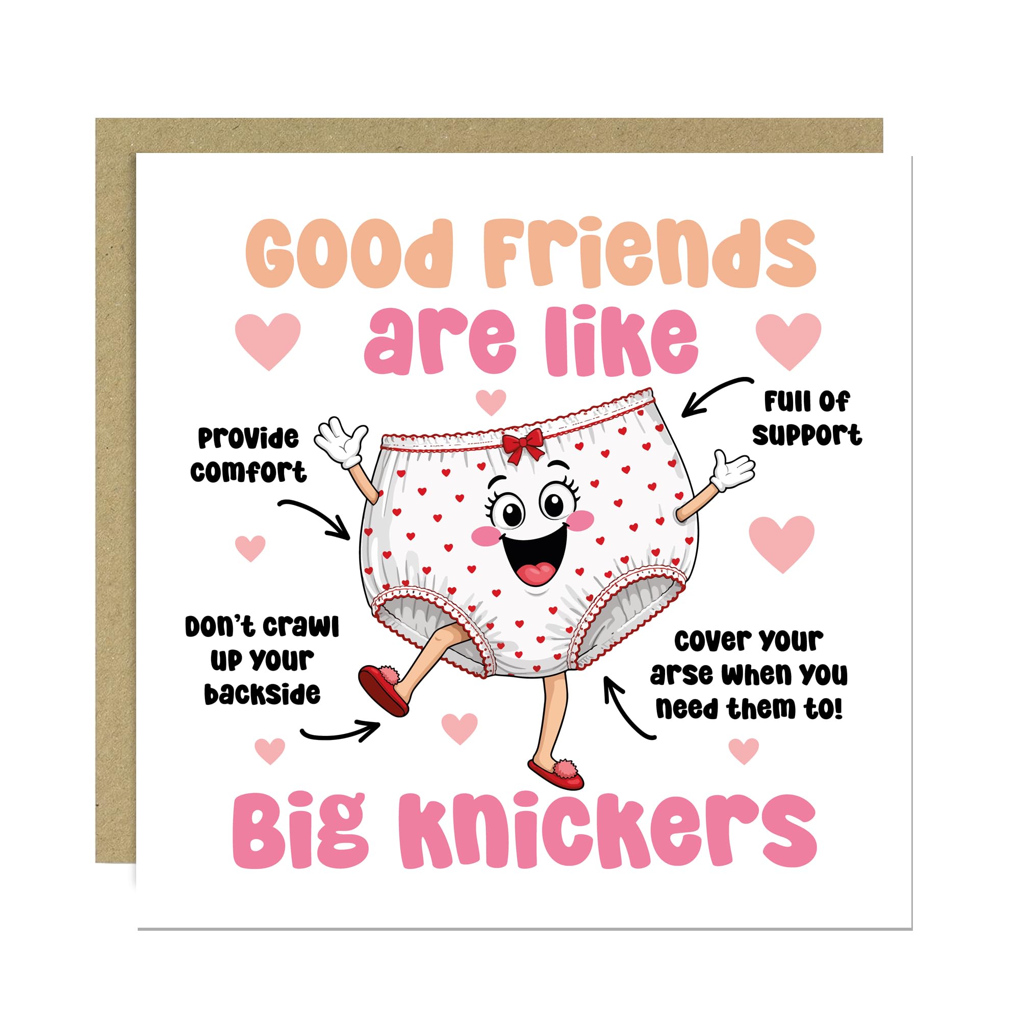RED OCEAN Funny Best Friend Birthday Card for Women Friend With Kraft Envelope Humour Card Besties Are Like Big Knickers Card For Her Funny Card For Bestie BFF