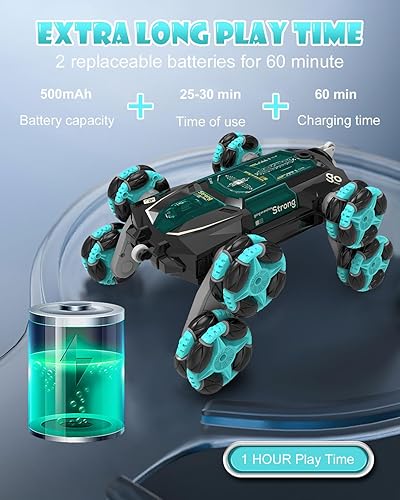 Miniatura 6 de ATHLERIA 8WD Coche de Acrobacias RC con Detección de Gestos para Edades 8-13, Coches de Control Remoto Manual - Rotación de 360 de Doble Cara, Las