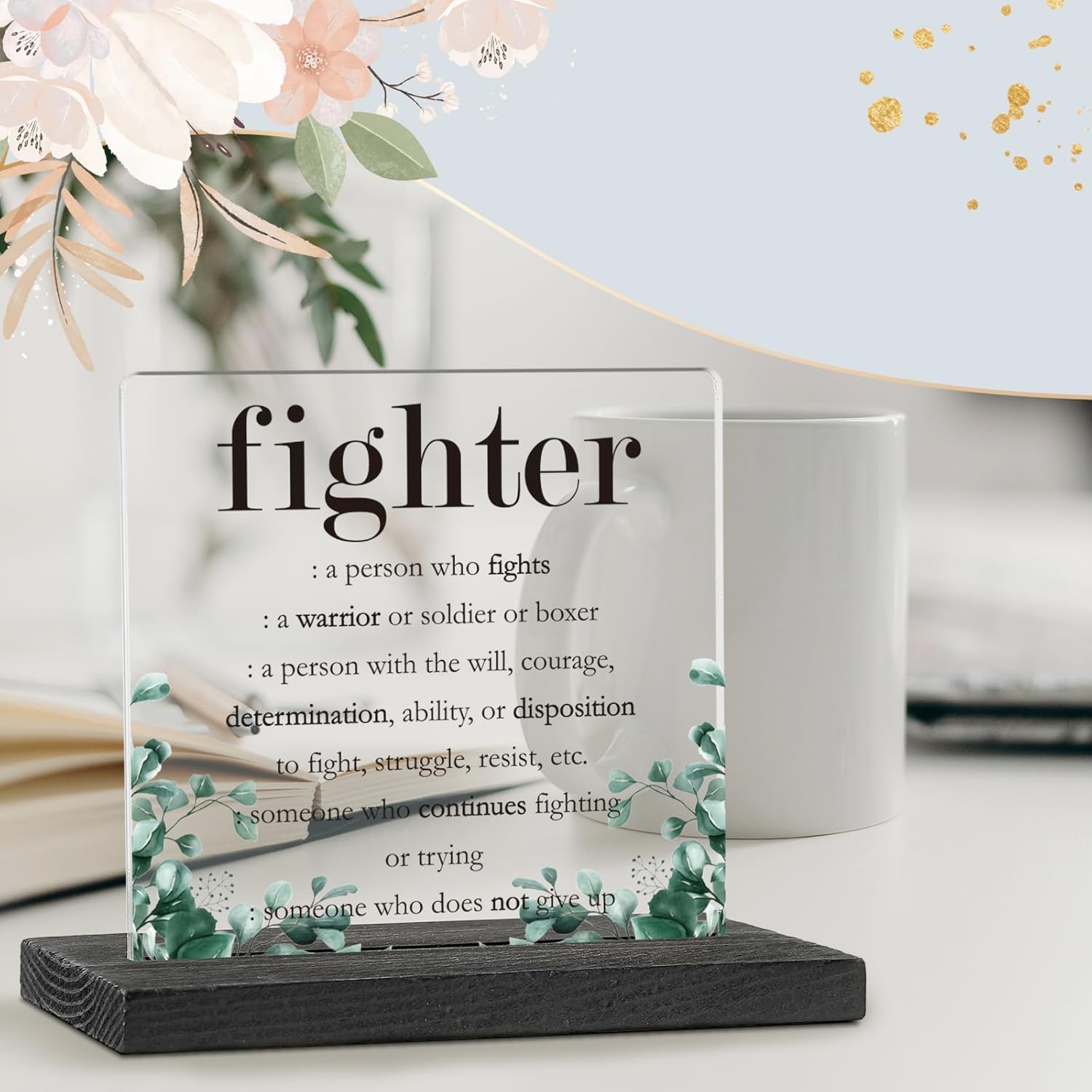 Fighter Gifts for Women, Cancer Survivor Gifts, Encouragement Gifts, Cancer Fighter Gifts, Cancer Support Gifts, Cancer Recovery Gifts, I Am A Fighter Warrior Decorative Signs Plaques GXX39 - Image 5