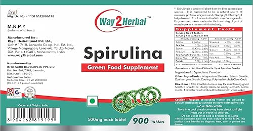 Miniatura 2 de ijk Spirulina Tablets. Green Food Supplement 500mg - 900 Tablets, Value Pack