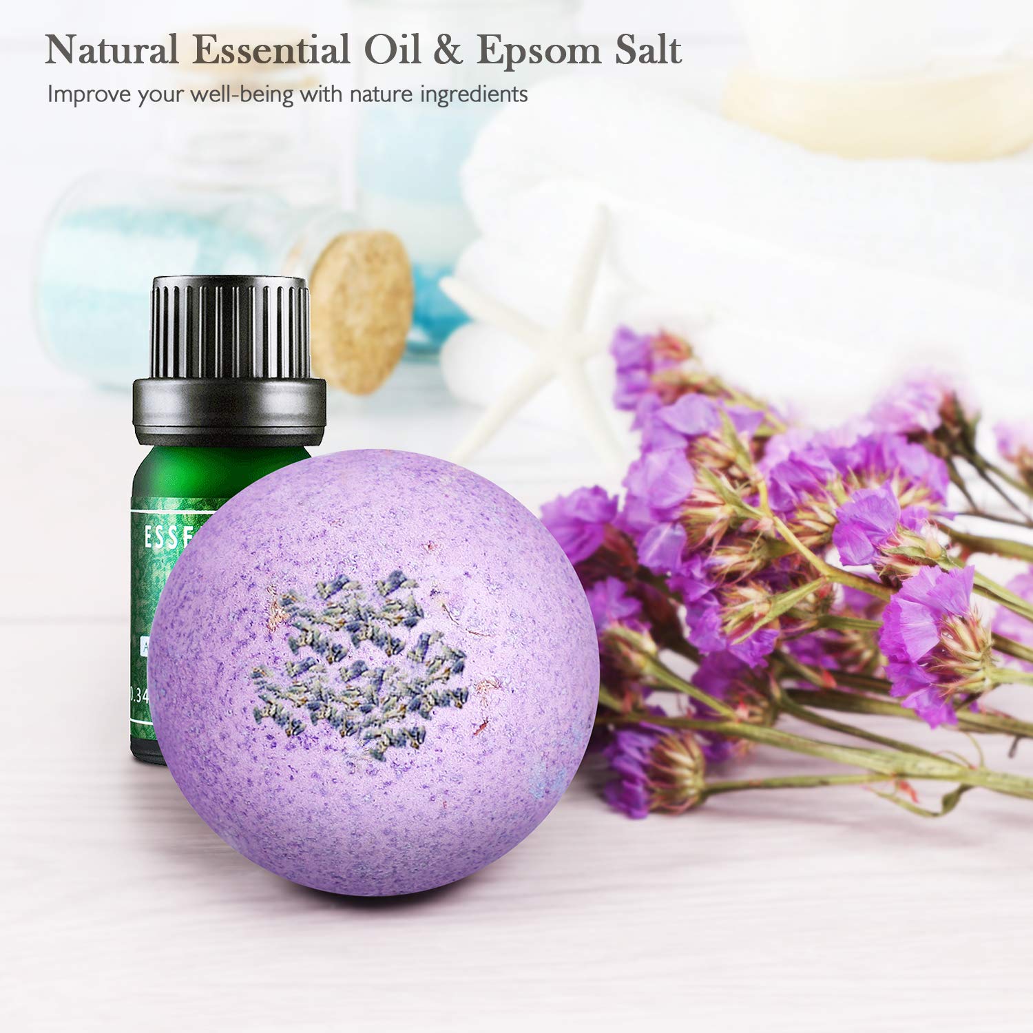 VEGOLS Natural Bath Bombs, Handmade Bubble Bath Bomb Gift Set, Rich in Essential Oil, Epsom Salt, Shea & Coco Butter Moisturize Dry Skin, Perfect for Bubble & Spa Bath - 8 Pieces