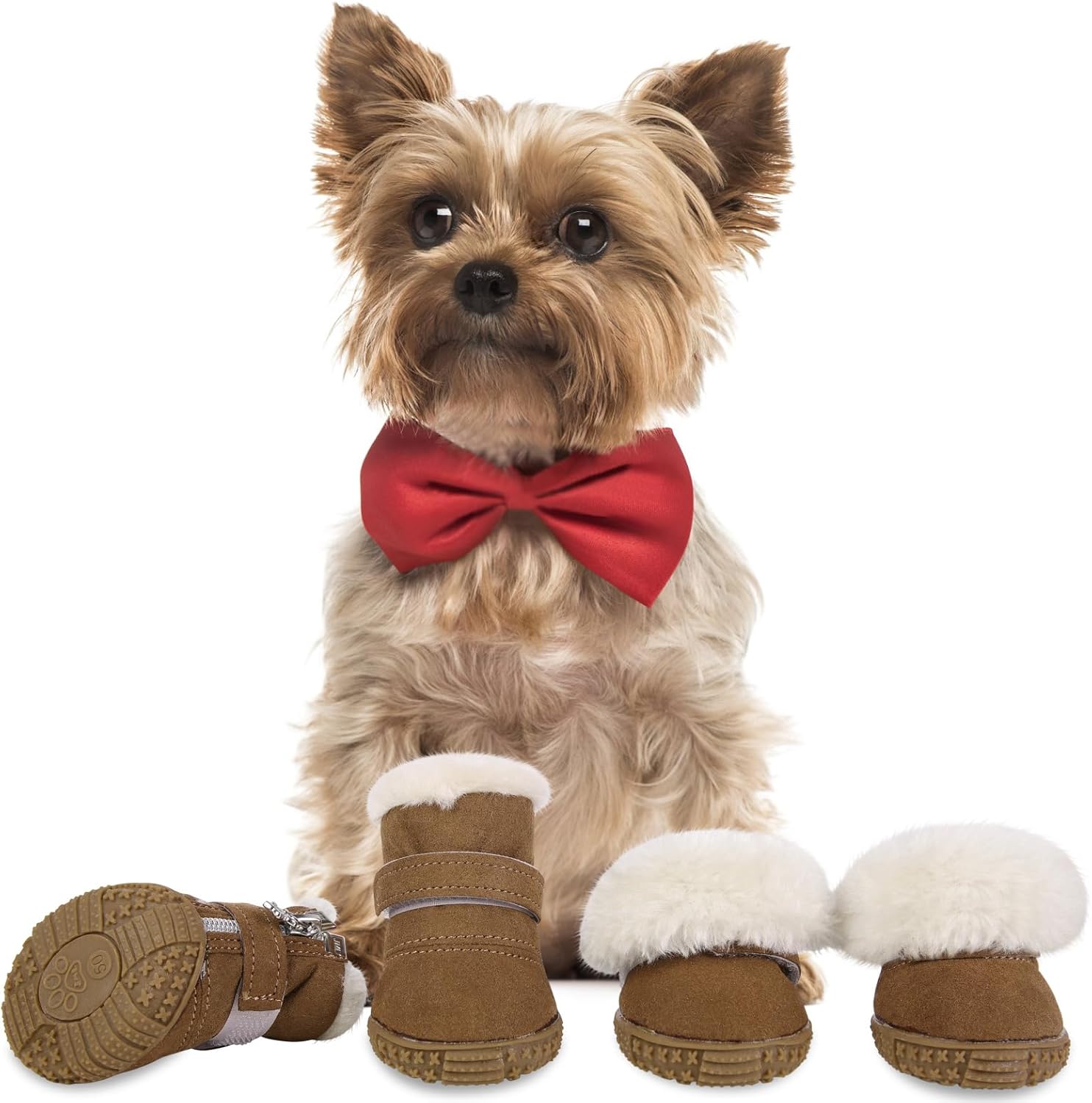 Queenmore Dog Winter Boots,Warm Dog Shoes with Fleece,Soft