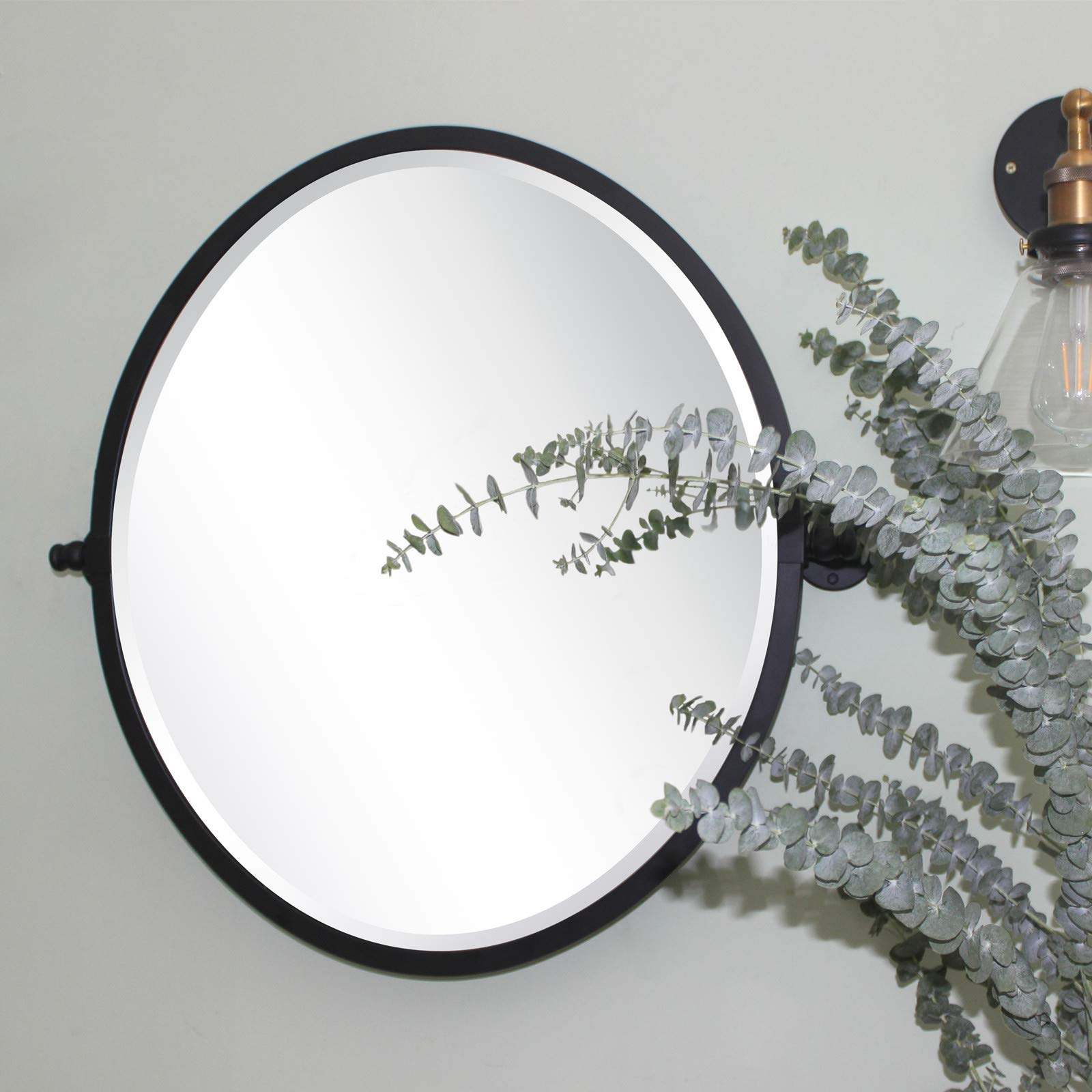 Buy TEHOME 22 x 26 inch Black Metal Framed Pivot Oval Bathroom Mirror