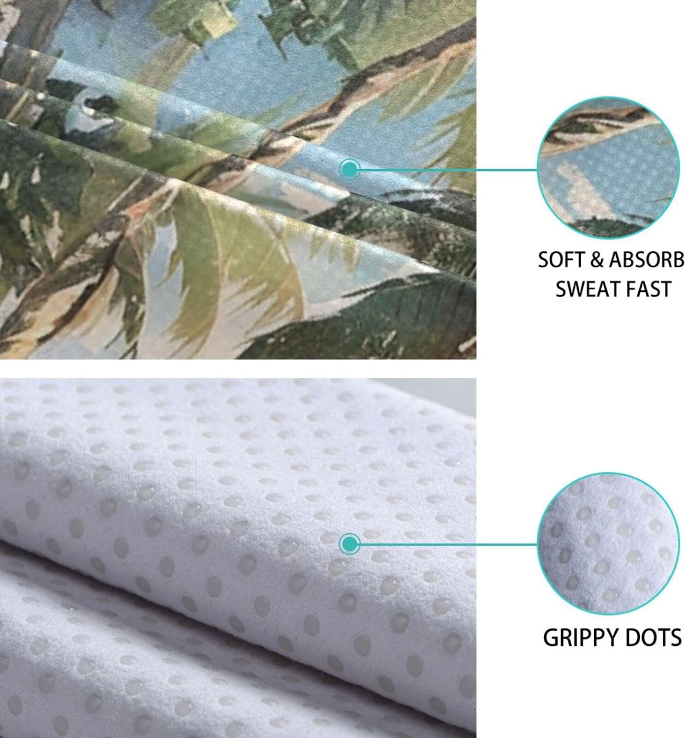 Yoga Mat Towel with Silicone Grip Dot Beach Palm Tree Vintage – 73"x27" Non-Slip Sweat Absorbent Microfiber Yoga Towel for Home Gym Studio