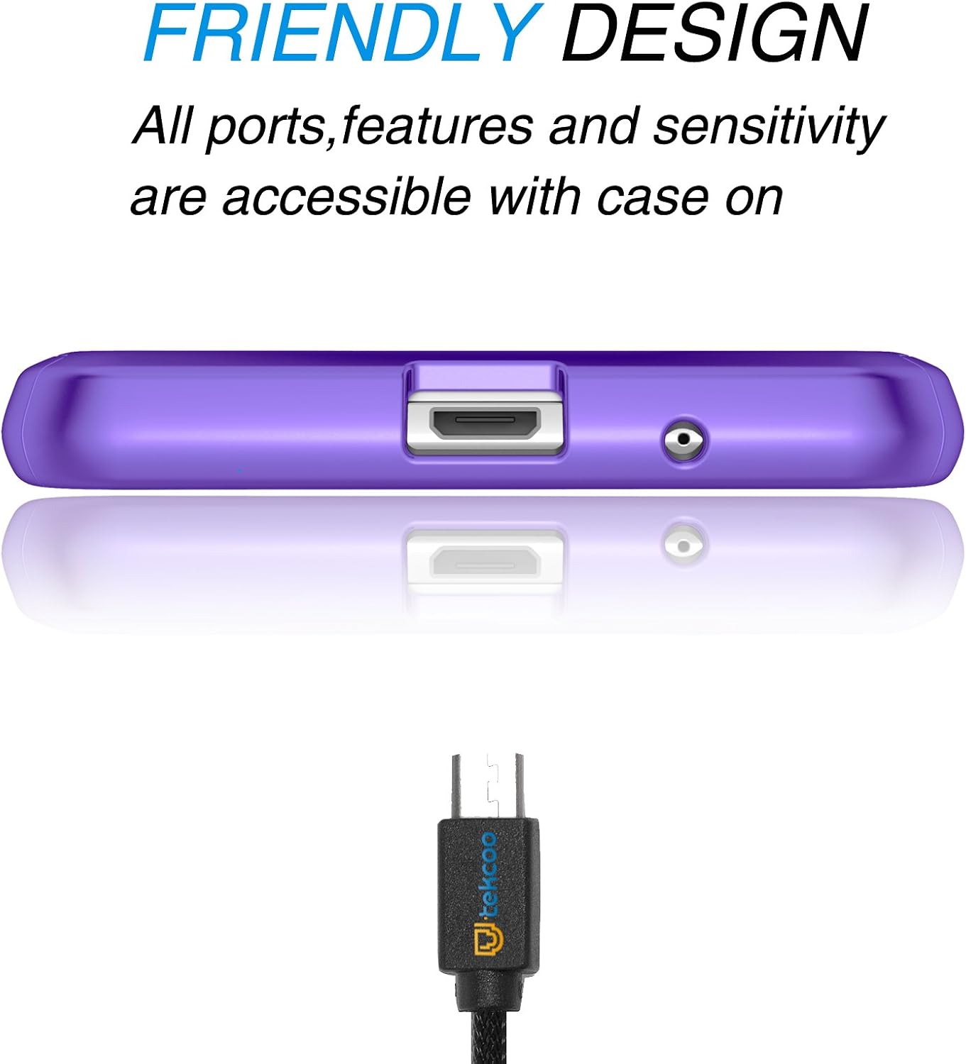 Tekcoo for Galaxy Sky / J3 / J3 V/Sol Case, [T360 HY] Full Body Coverage Protection Hard Cover Shell&Tempered Glass Screen Protector for Samsung Galaxy Amp Prim/Express Prim [Purple]
