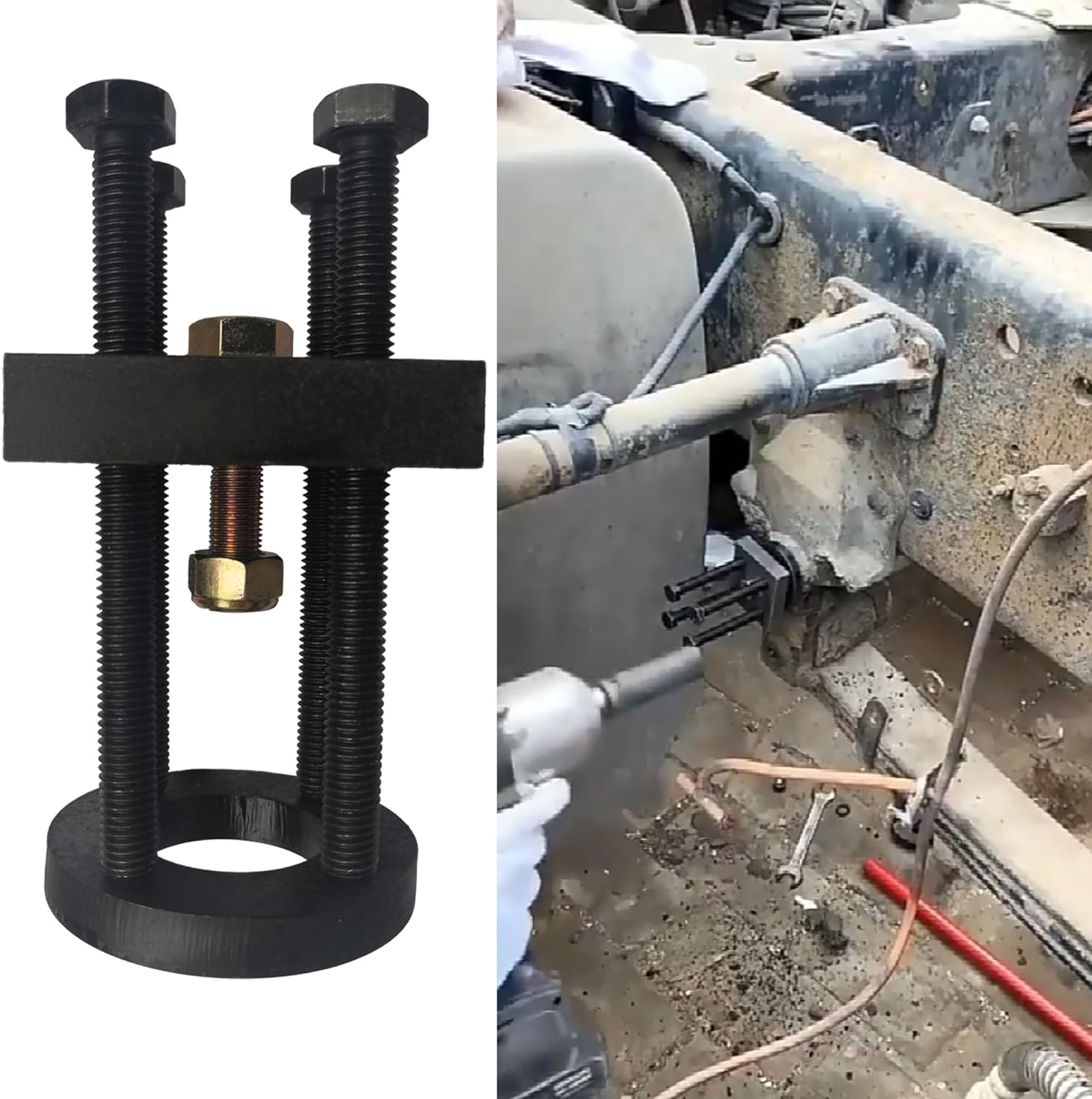 Truck Leaf Spring Pin Puller, Double Eye Springs Pins Puller, Rear Leaf Spring Center Bolt Axle Pin Puller, Truck Repair Tools Suitable for Heavy Commercial Vehicle,Semi Trucks,Bus.