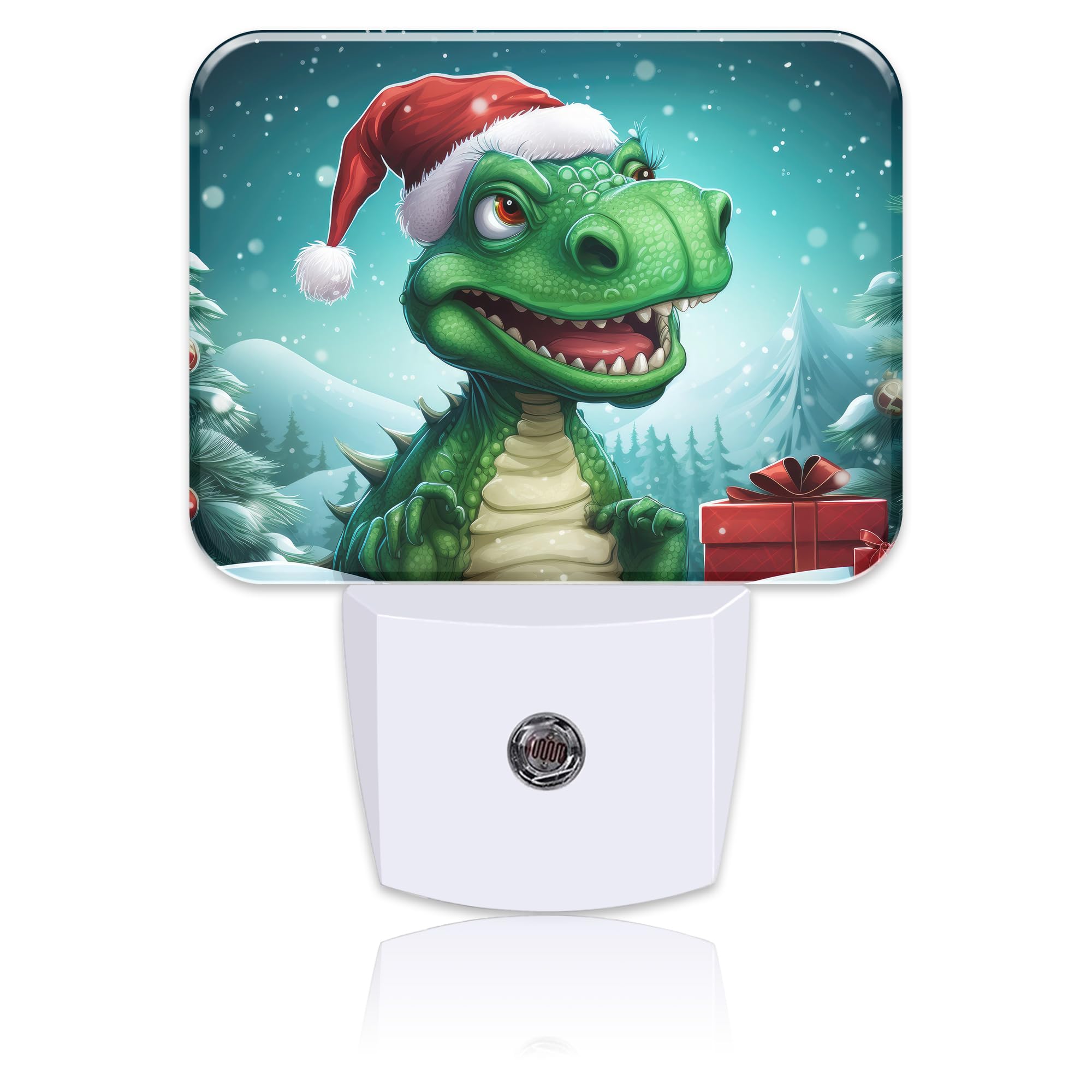 Chrismas Night Light for Kids Girls Boys, Cute Christmas Dinosaur LED Night Light Plug into Wall with Dusk to Dawn Sensor for Room, Hallway, Kitchen, Bathroom, Stairs Decor