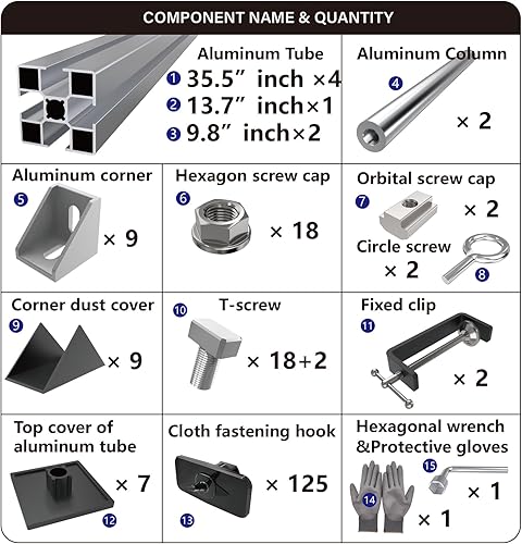 Miniatura 14 de Kit de marco de acolchado de aluminio para hacer alfombras, soporte de tela de acolchonamiento primario, kit de marco de alfombra para suministros