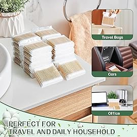 Bamboo Cotton Swabs 1000 Count, Organic Cotton Swabs with Wooden Sticks, Double Tipped Cotton Buds for Ears, Makeup, Daily Cleaning