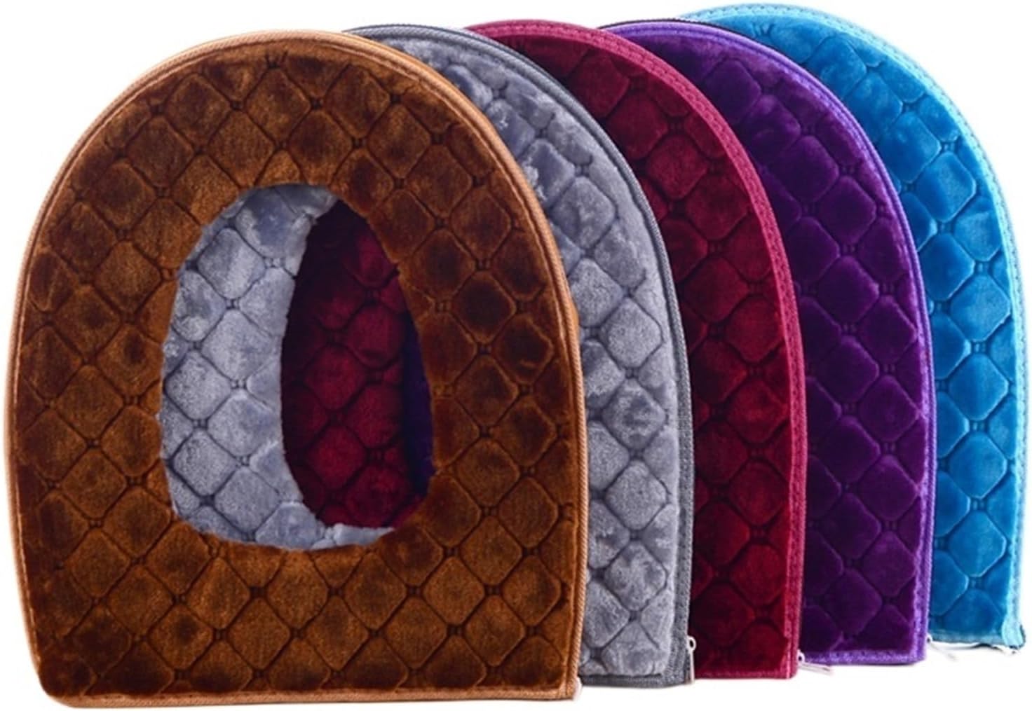 1pc Autumn and Winter Long Plush Toilet Seat Cushion Household Thick Washable Gasket(Purple-1)