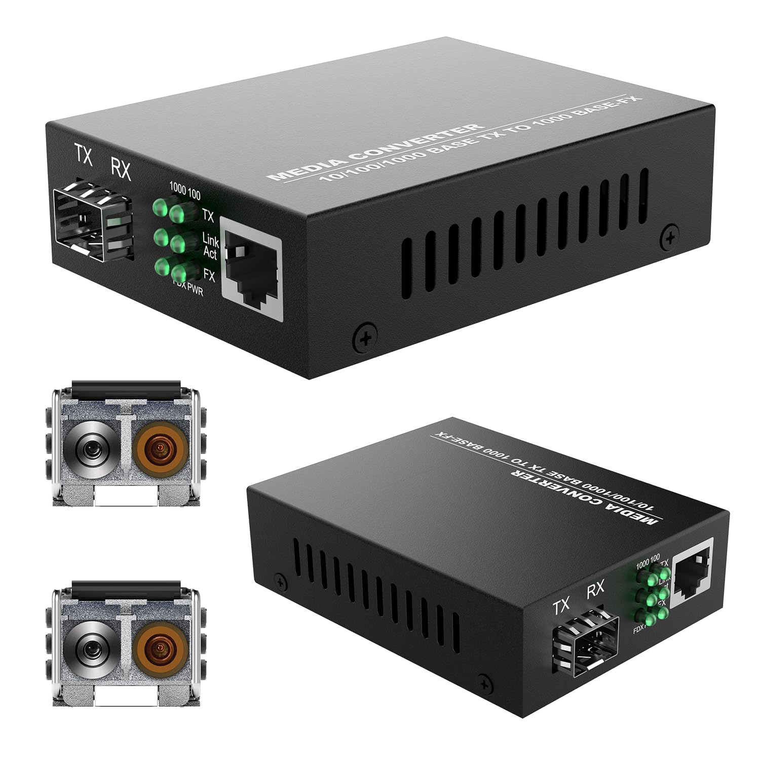 2Pack BiDi Gigabit Multi-Mode Fiber Ethernet Media Converters, with 2Pack Dual SFP LC Transceiver Module, 1.25Gbps, 1000Base-SX to 10/100/1000Base-TX, LC Connector, RJ45 Interfaces, MMF, Up to 550m-image-22