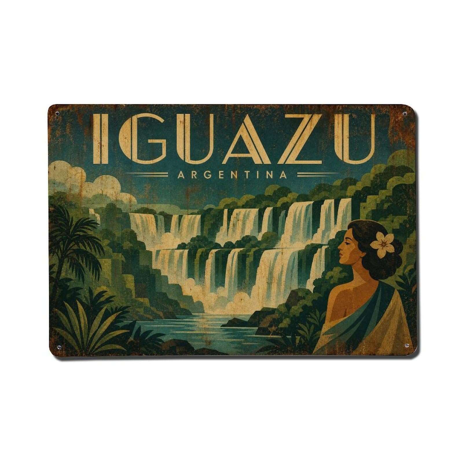 Travel Vintage Argentina Iguazu Metal Tin Sign