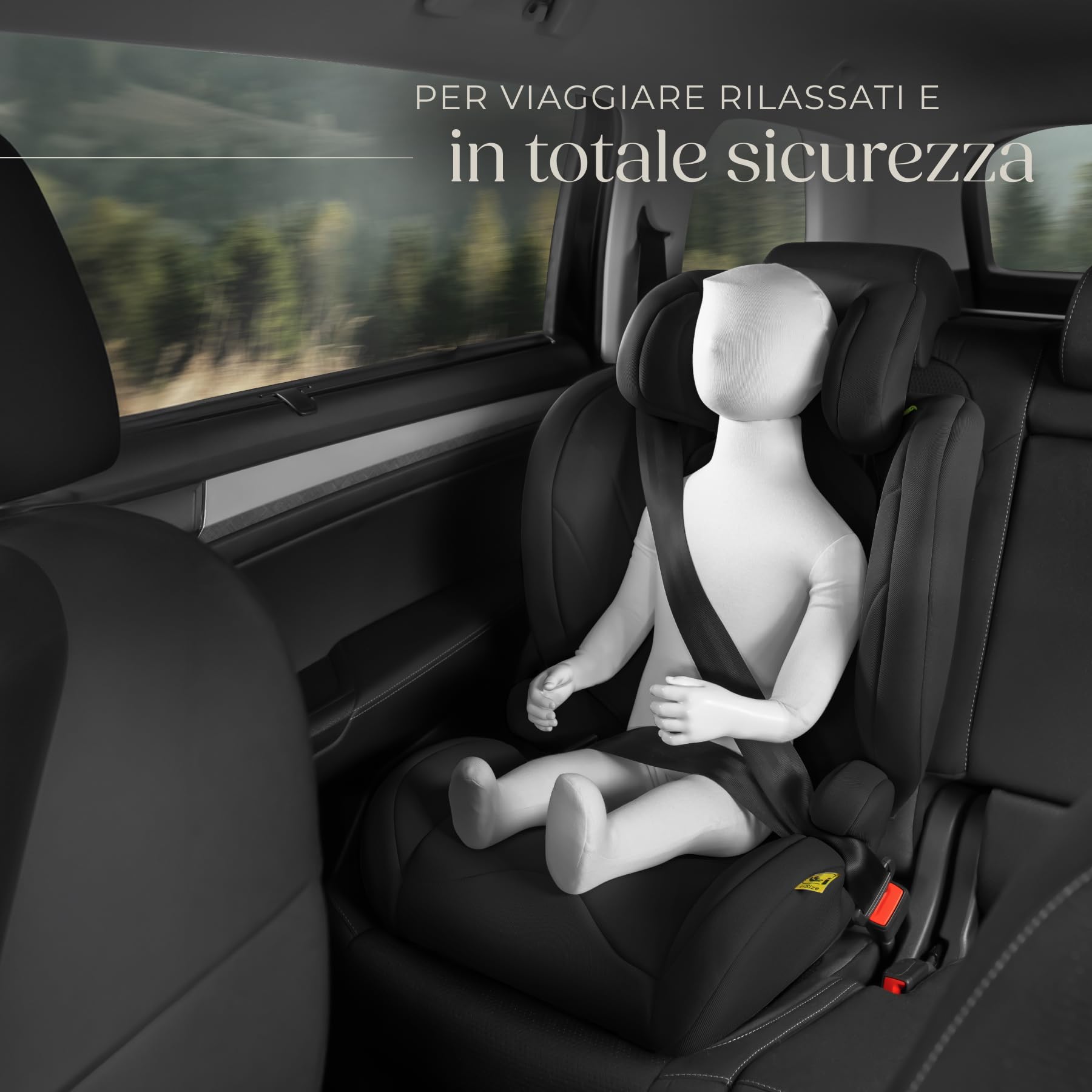tectake® Seggiolino Auto i-Size con ISOFIX, Omologazione ECE R129, Protezione Impatti Laterali, Altezza Regolabile 100-150cm, Rivestimento Lavabile, carico max 36kg, cintura sicurezza 3 punti - Nero