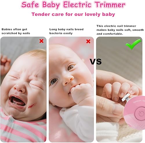 Miniatura 8 de Queit - Cortador de uñas eléctrico para bebés, lima de uñas segura con 6 cabezales de molienda, kit de aseo de esmalte de uñas para recién nacidos,