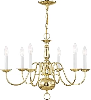 Livex Lighting 5006-02 Williamsburgh 6 Light Polished Brass Chandelier
