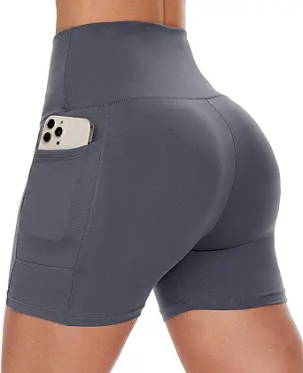 CAMPSNAIL Biker Shorts Women with Pockets - 3"/5"/8" High Waisted Workout Spandex Tummy Control Gym Running Yoga Shorts