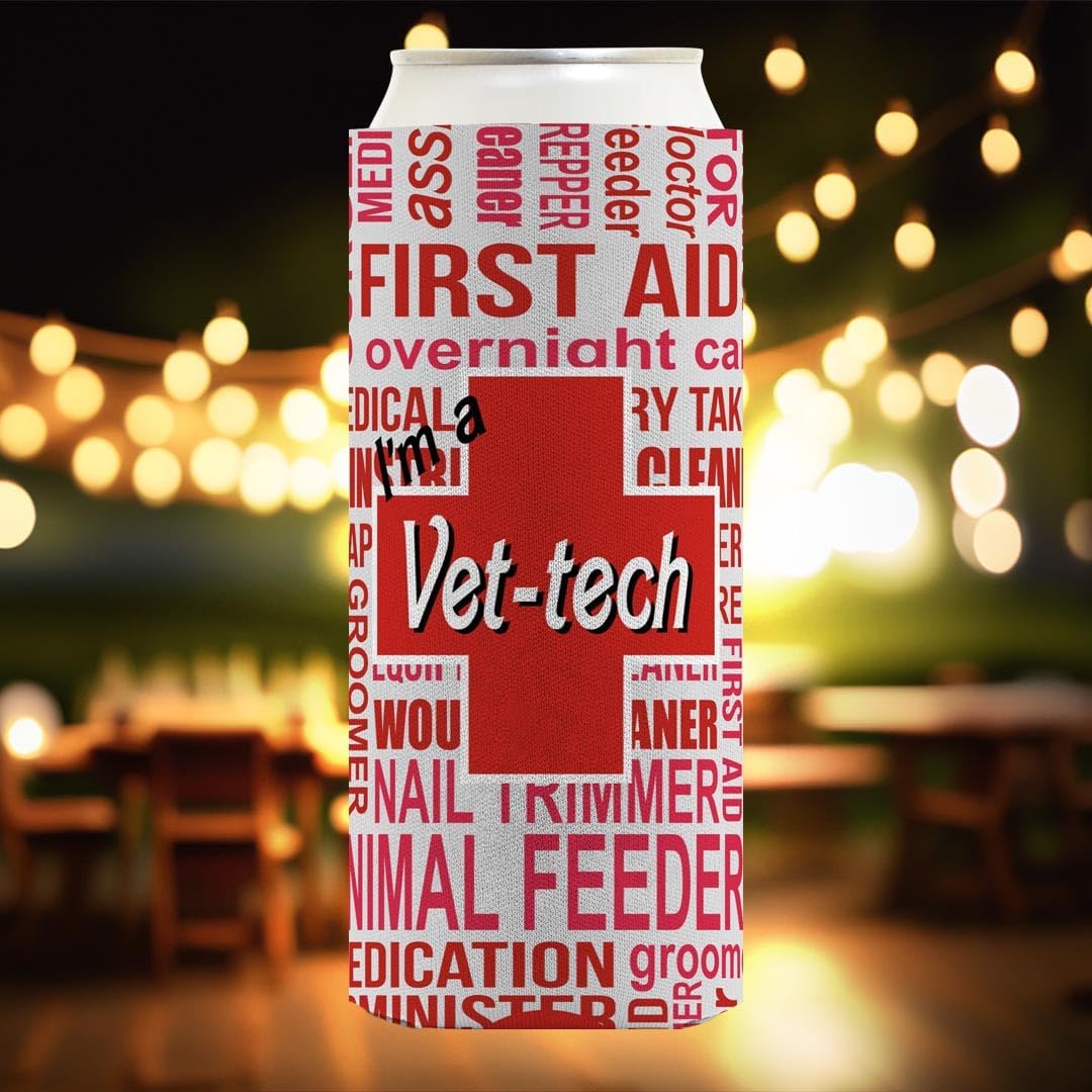 Veterinarian Assistant Gifts For Women I'm a Vet-Tech Essential Attributes 12-Pack Ultra Slim Can Thermocoolers