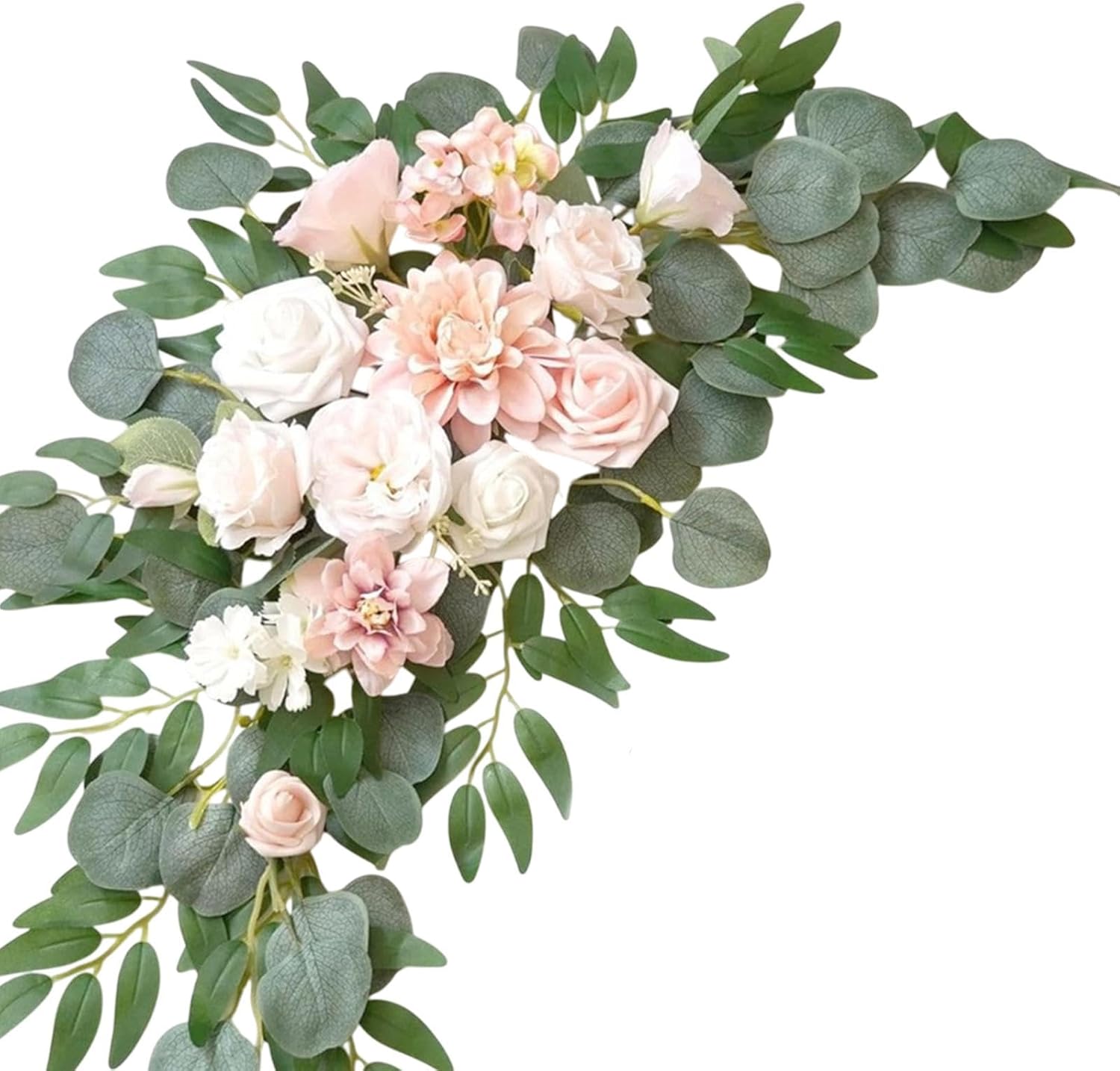 Ｂｈｕｕｎ 2ピースウェディングアーチフラワードアリンテルデコレーション人工花飾り窓用, ピンク