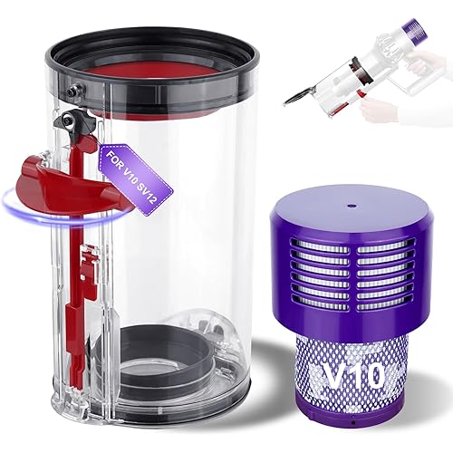 V10 Bin Replacement and Filter for Dyson V10(SV12) Animal and Absolute Models, Bin Part No.969509-01 and Filter Part No. 969082-01 for Absolute/Animal/Animal Extar/Total Clean