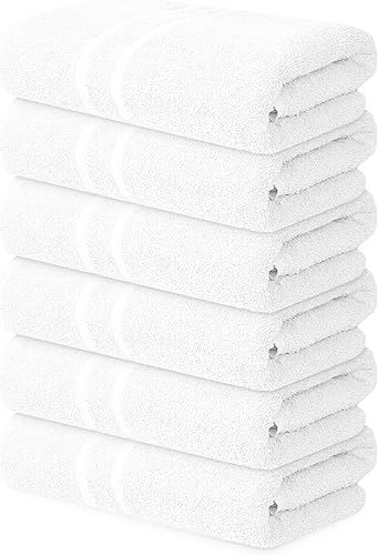 Miniatura 25 de Toallas de baño básicas medianas de 24 x 48 pulgadas, paquete de 6, color gris, suaves y absorbentes, toallas de algodón multiusos para baño, spa