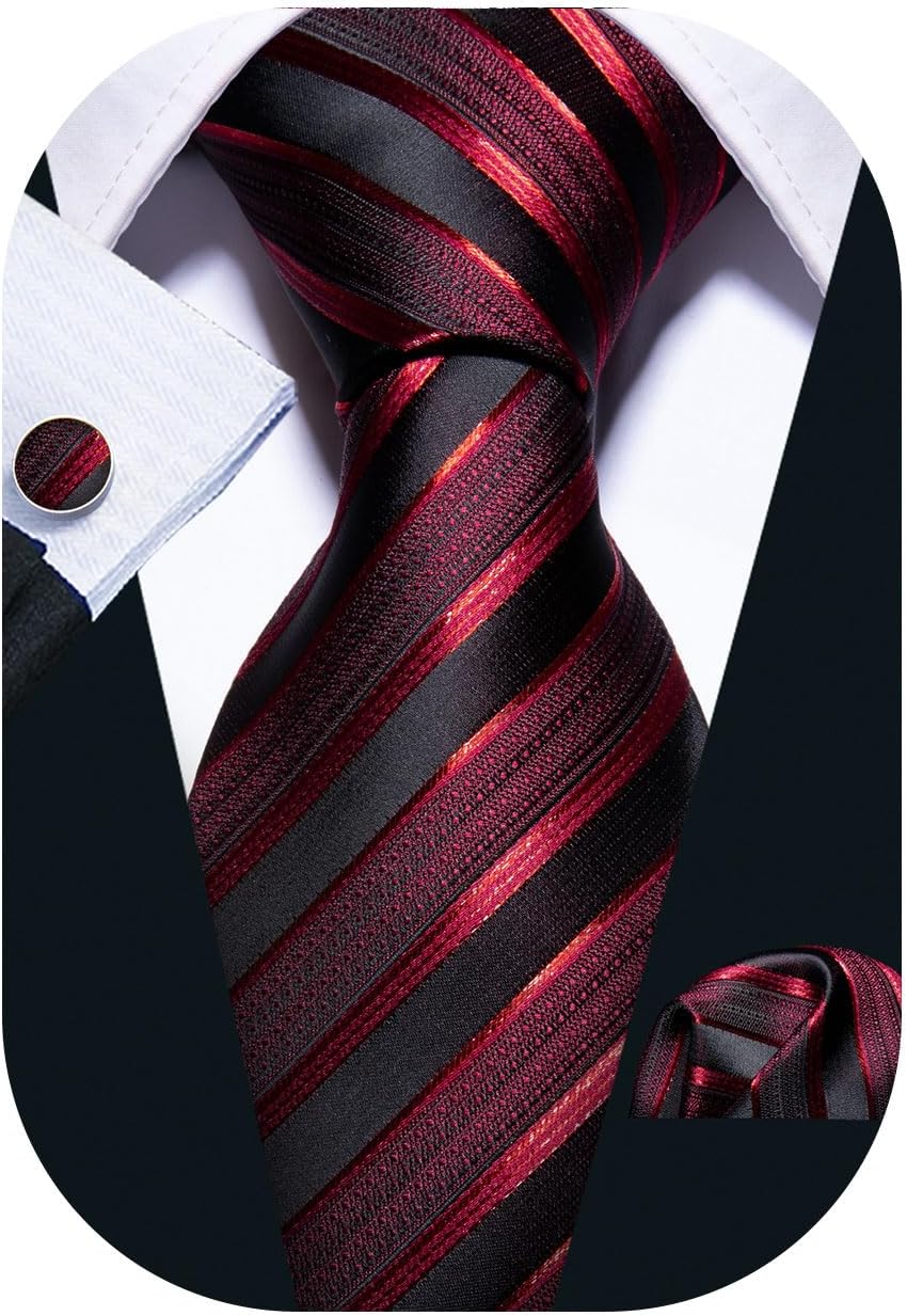Men Tie Set Paisley Pocket Square Cufflinks for Men Silk Necktie Wedding