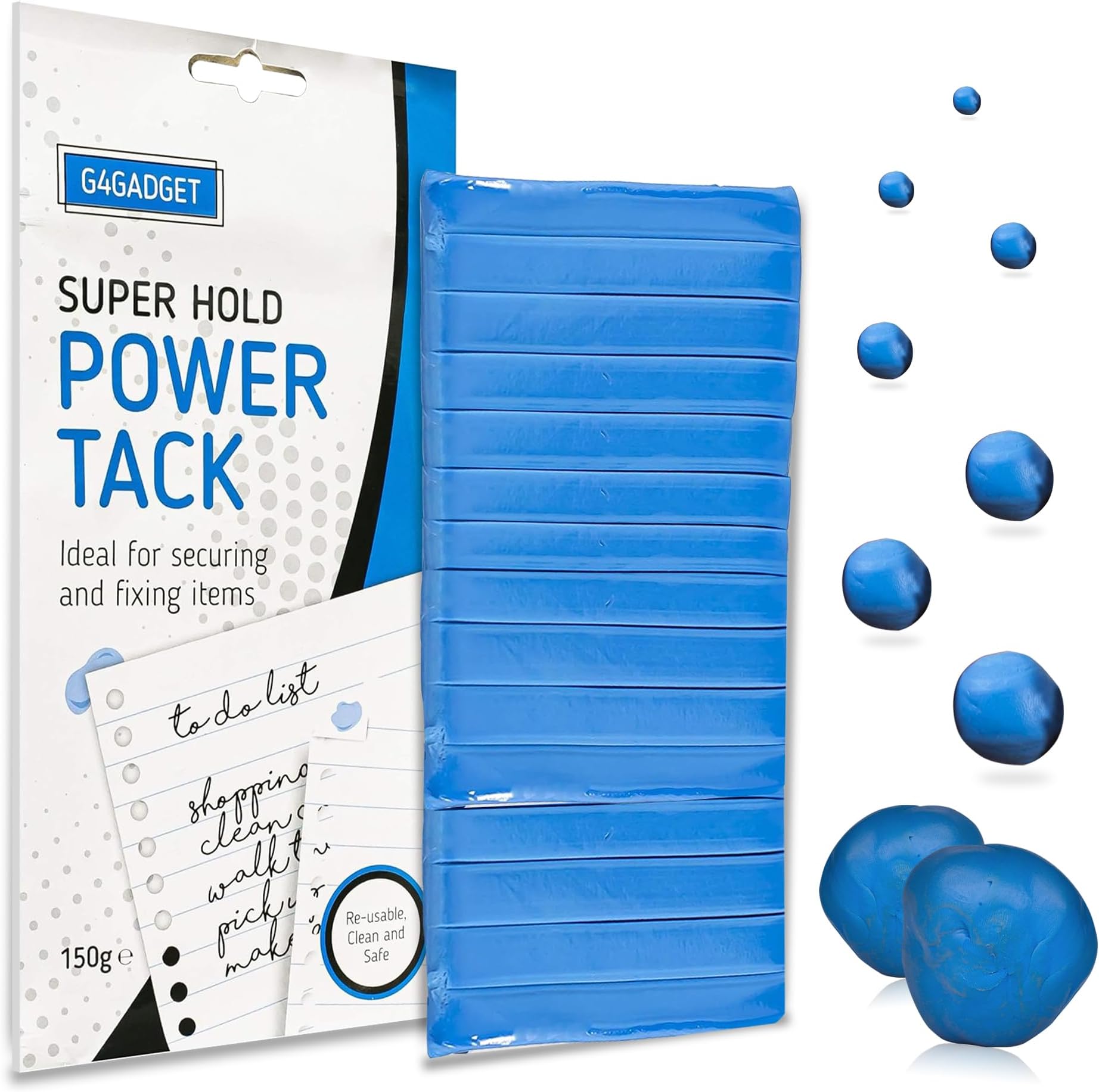 G4GADGET Power Tack Blue 150g – Reusable Non-Marking Adhesive Putty, Clean Sticky Tack for Walls No Mark, Multipurpose Mounting Putty for Posters, Photos, Crafts, Home, Office & DIY Projects