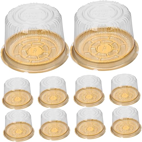 Miniatura 9 de NOLITOY Caja de 40 piezas para tartas, contenedor de plástico para cupcakes, soporte redondo con tapa, portador alto para tartas, envoltura de
