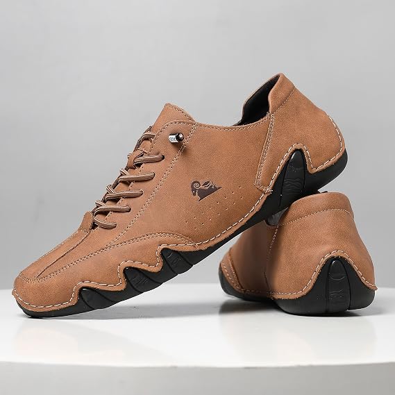 Italian Handmade Suede High Boots, Beck Shoes Men Waterproof, Non-Slip Lightweight Breathable All Season High Top Boots Casual Sneakers for Hiking & Driving ( Color : Brown-Low , Size : 42 EU )