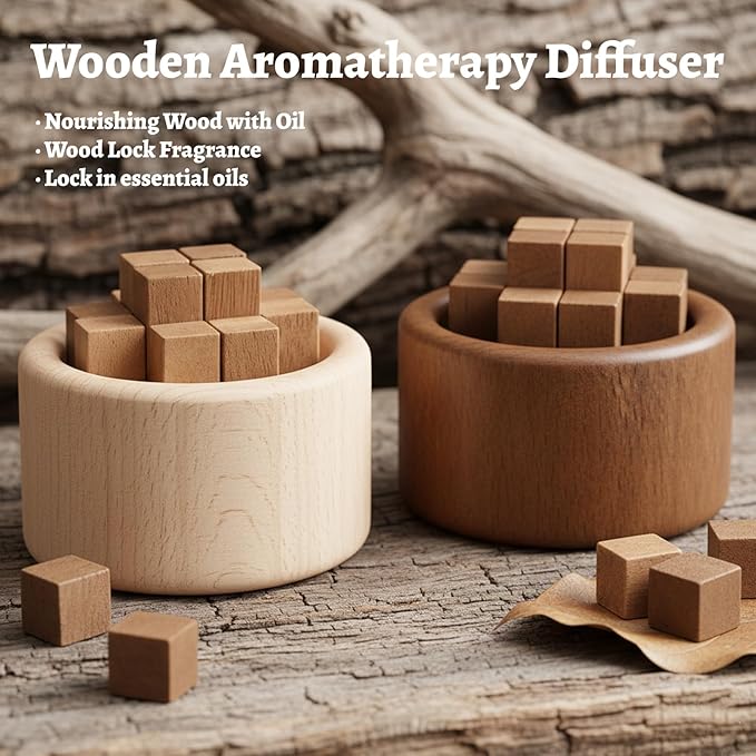 Difusor Pasivo de Madera para Aceites Esenciales, 2 Piezas miniatura 2