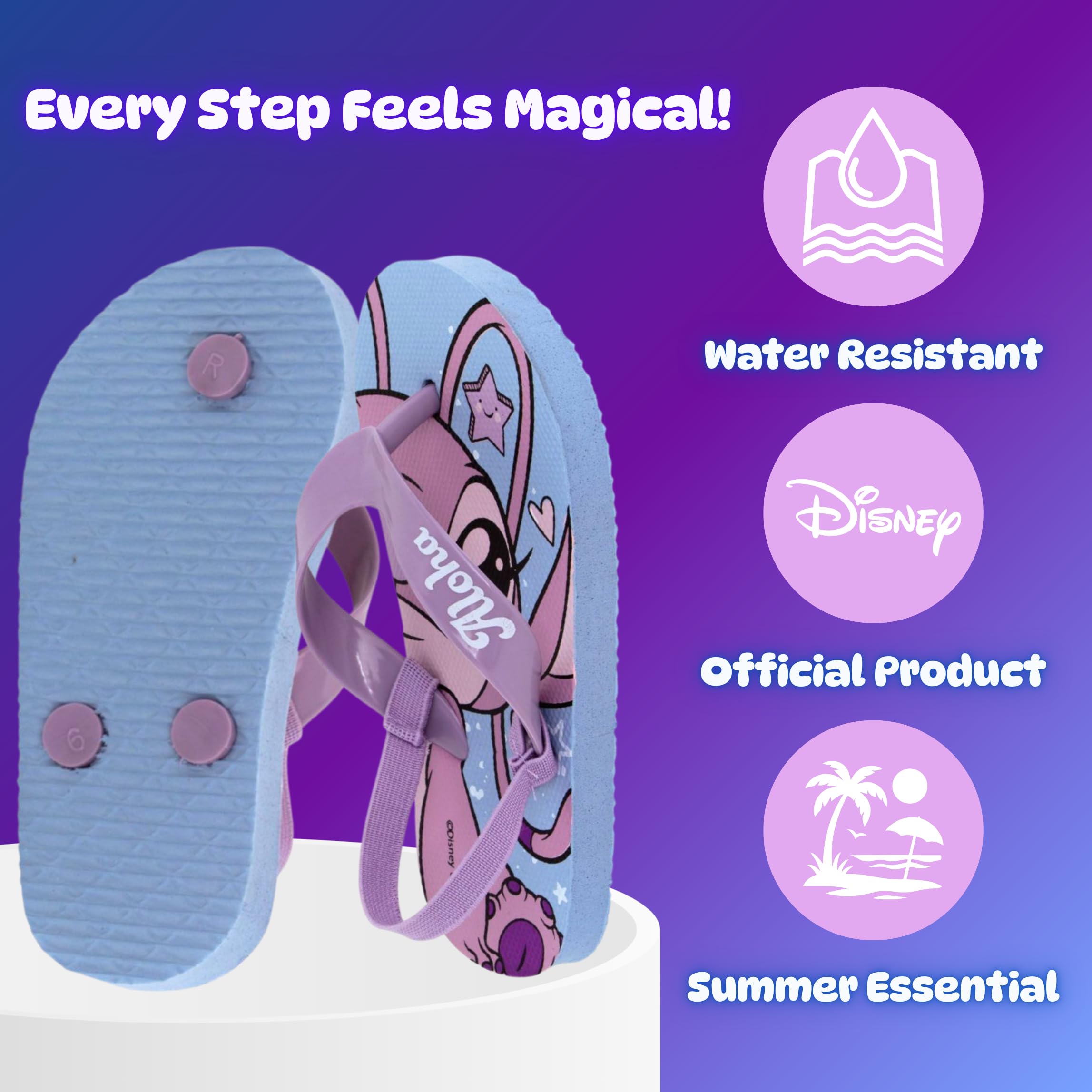 Disney Stitch e Angel Infradito per Bambine, Sandali Estivi con Elastico, Taglie EU 22 a 29