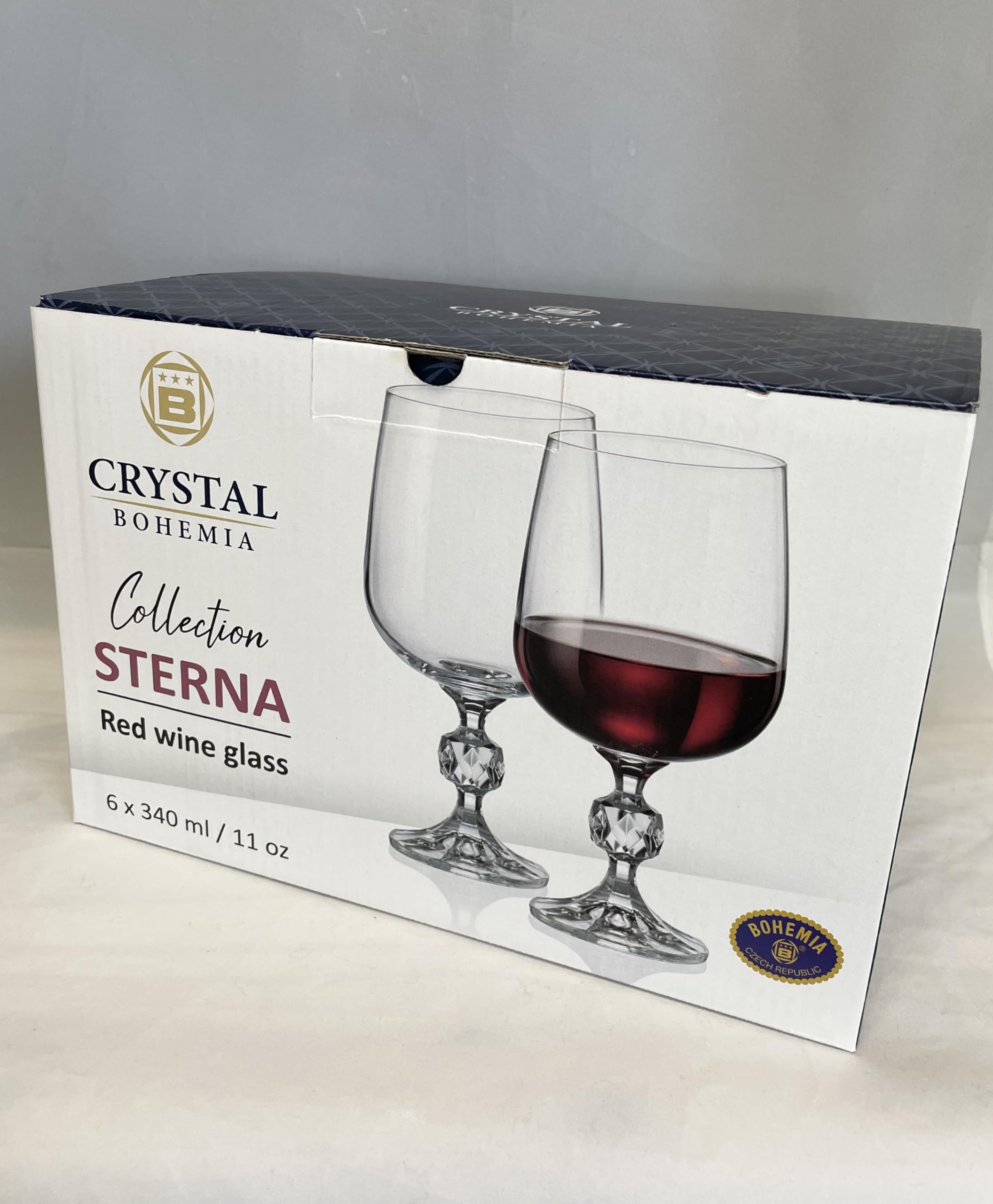 Amazon.com | Czech Bohemian Crystal Glass Wine Glasses 11oz./340ml