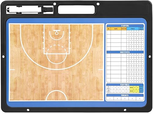Miniatura 9 de Dry Erase Basketball Clipboard for Coach, Premium Tactical Basketball Coaching Board, Double Sides Full & Half Court Dry Erase Board with Marker