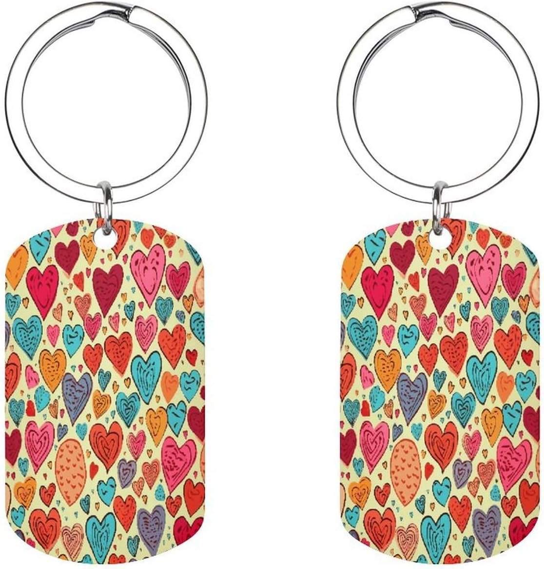 Colorful Heart Pattern Metal Keychain Sturdy Keyring Key Chain Ring Clip Stainless Steel Car Key Fob Holder Keychain Keyring Accessories Key Holder Organizer for Friends Family