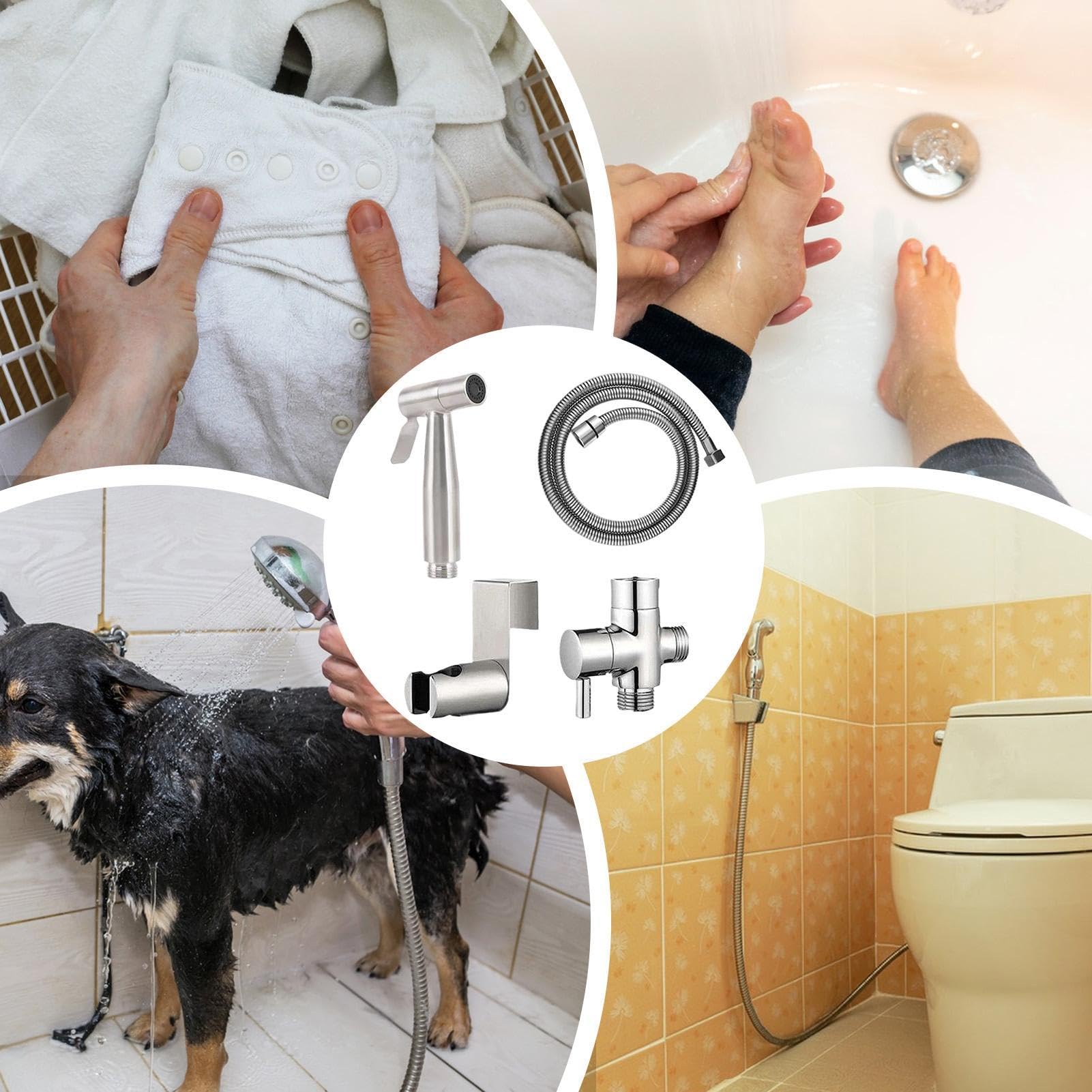 Spruzzatore per bidet a mano, pressione dell'acqua regolabile, autopulente, | Set spray per pannolini in tessuto in acciaio inox, portatile, per la pulizia dei bambini, per la casa e le donne, cucina