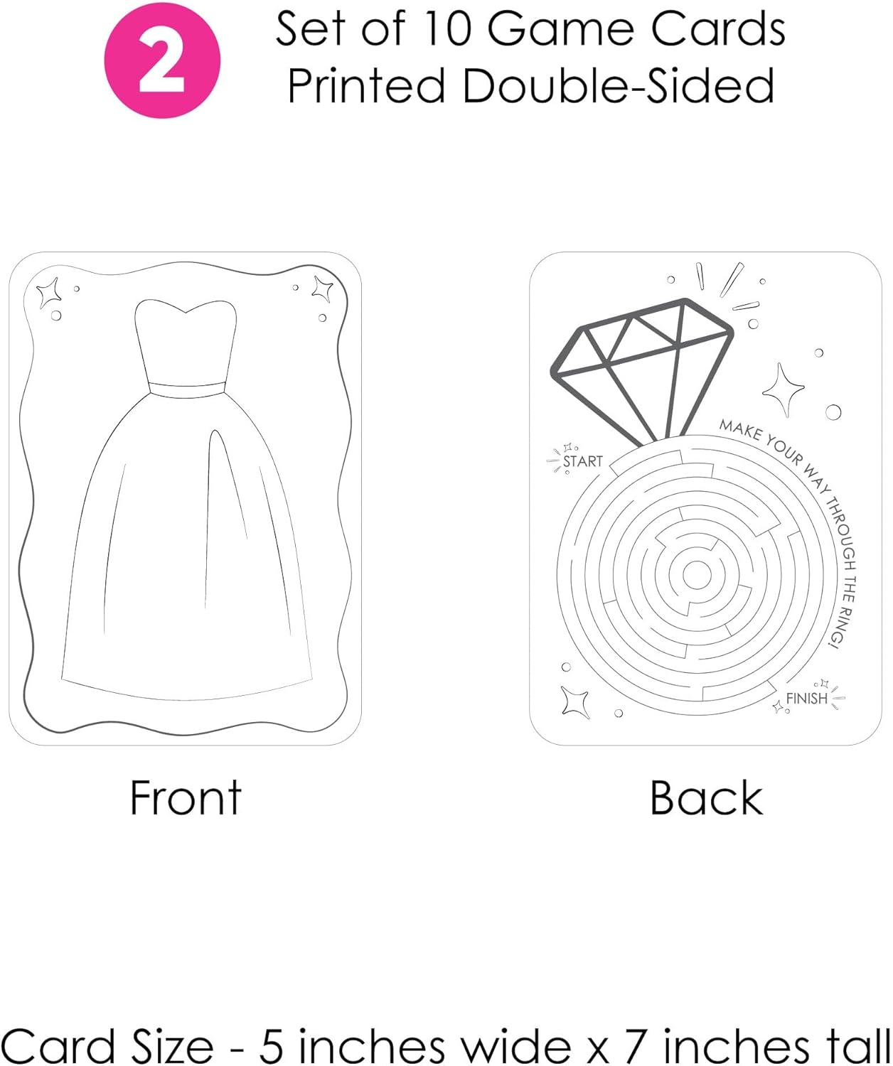 Big Dot of Happiness Wedding Kids Table Coloring Activity Cards, Wedding-Themed Games for Children, Double-Sided Gamerific Bundle - 40 Count