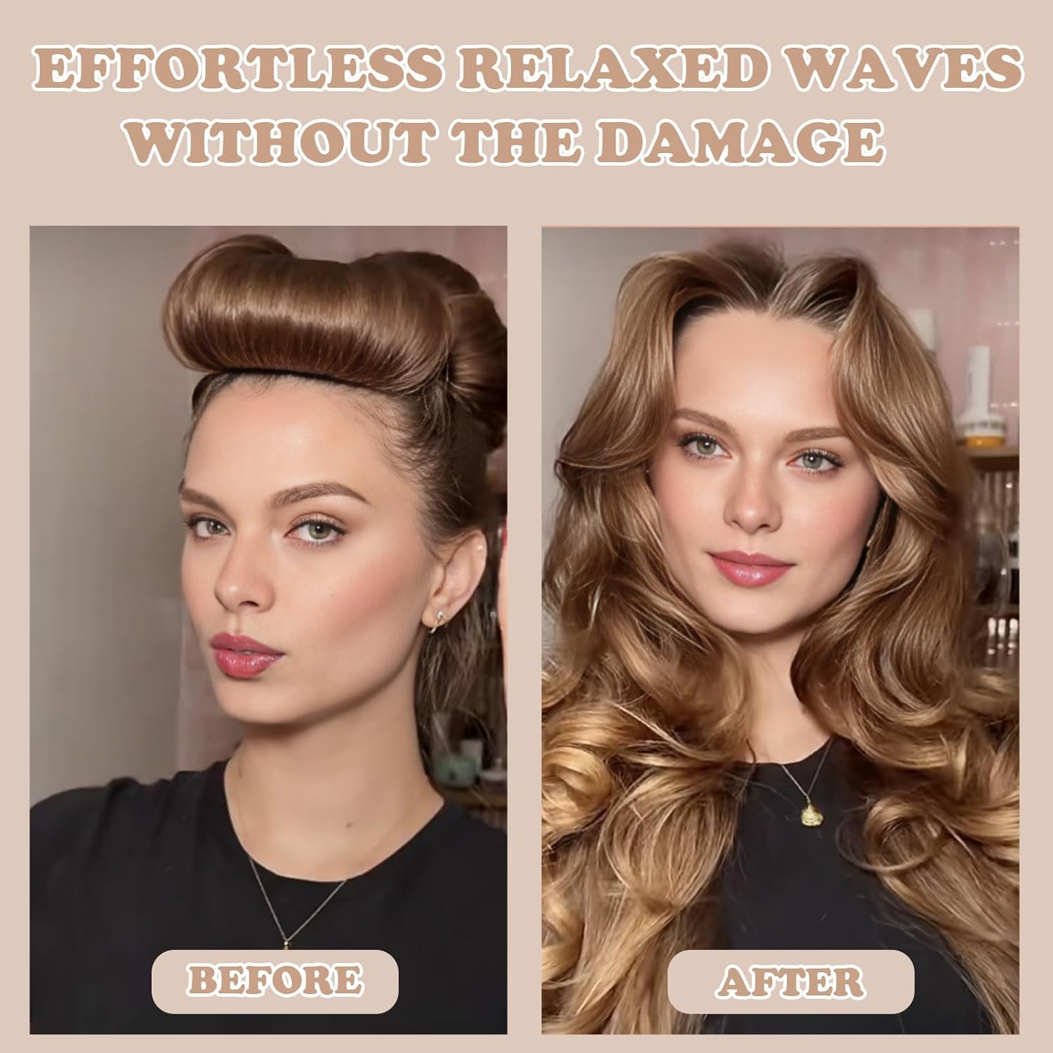 Heatless Curlers, 4PCS Brown Heatless Curls, Heatless Blowout Rods, Overnight Blowout Rods for All Curls Hair Types DIY Hair Styling - Image 3