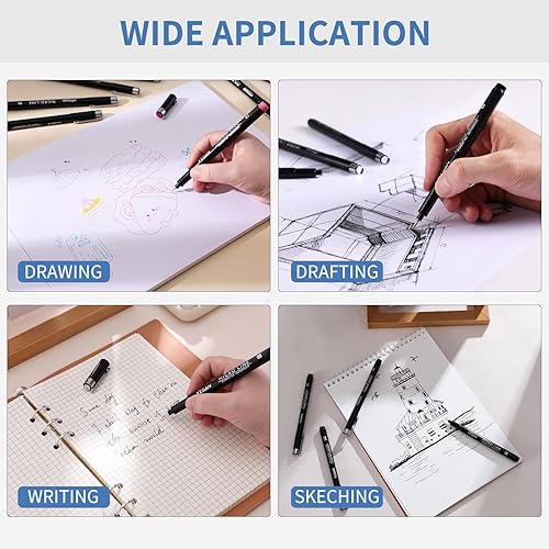 Miniatura 10 de YISAN Bolígrafos de punta ultrafina, 0.010 in, bolígrafos de punta fina para escribir, bolígrafos que no se corren, marcadores artísticos para