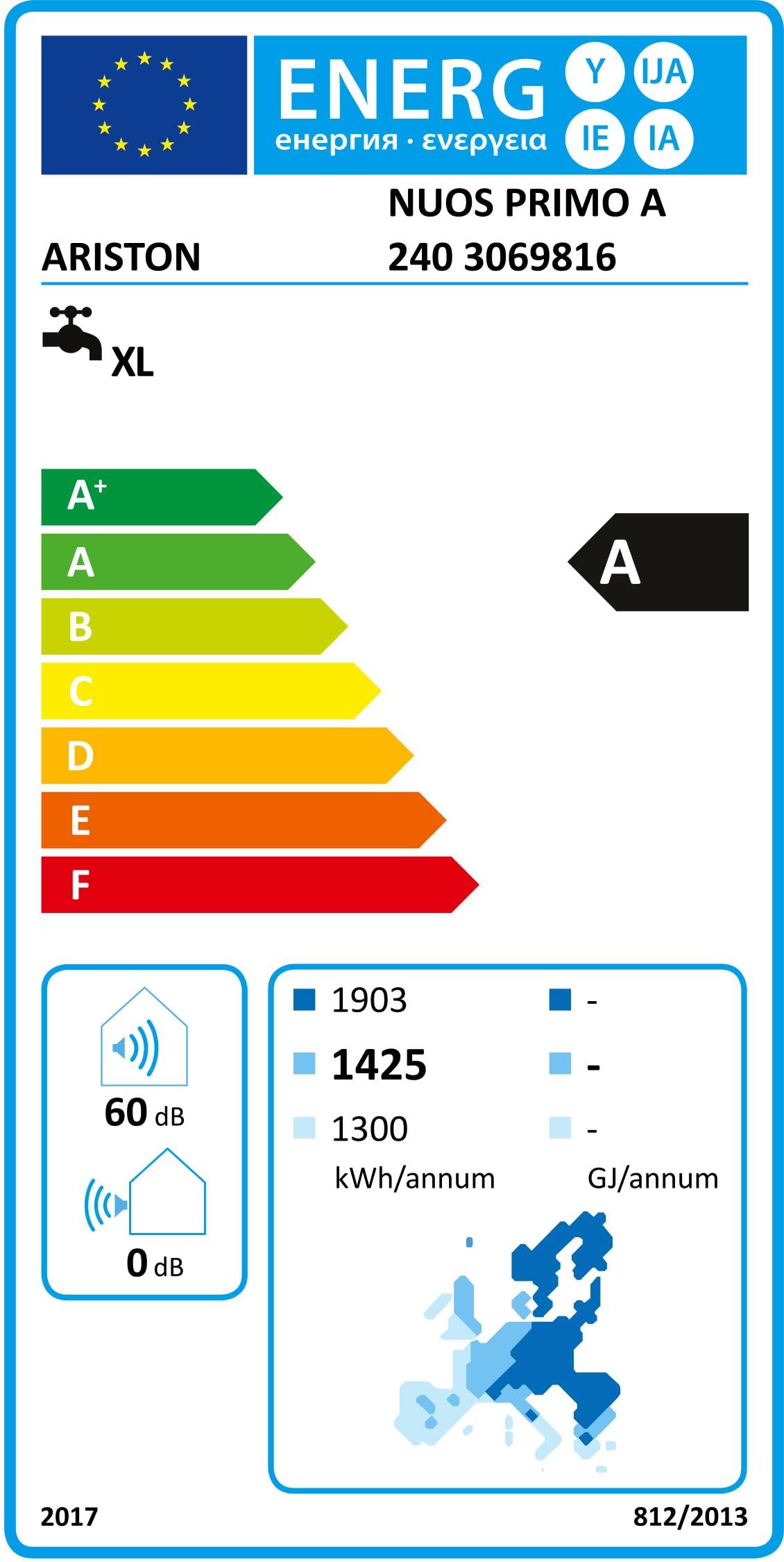 Ariston Nuos Primo, Chauffe-Eau Thermodynamique 250 Litres, Air Ambiant, 65% d’Economies d’Energie [Classe énergétique A]
