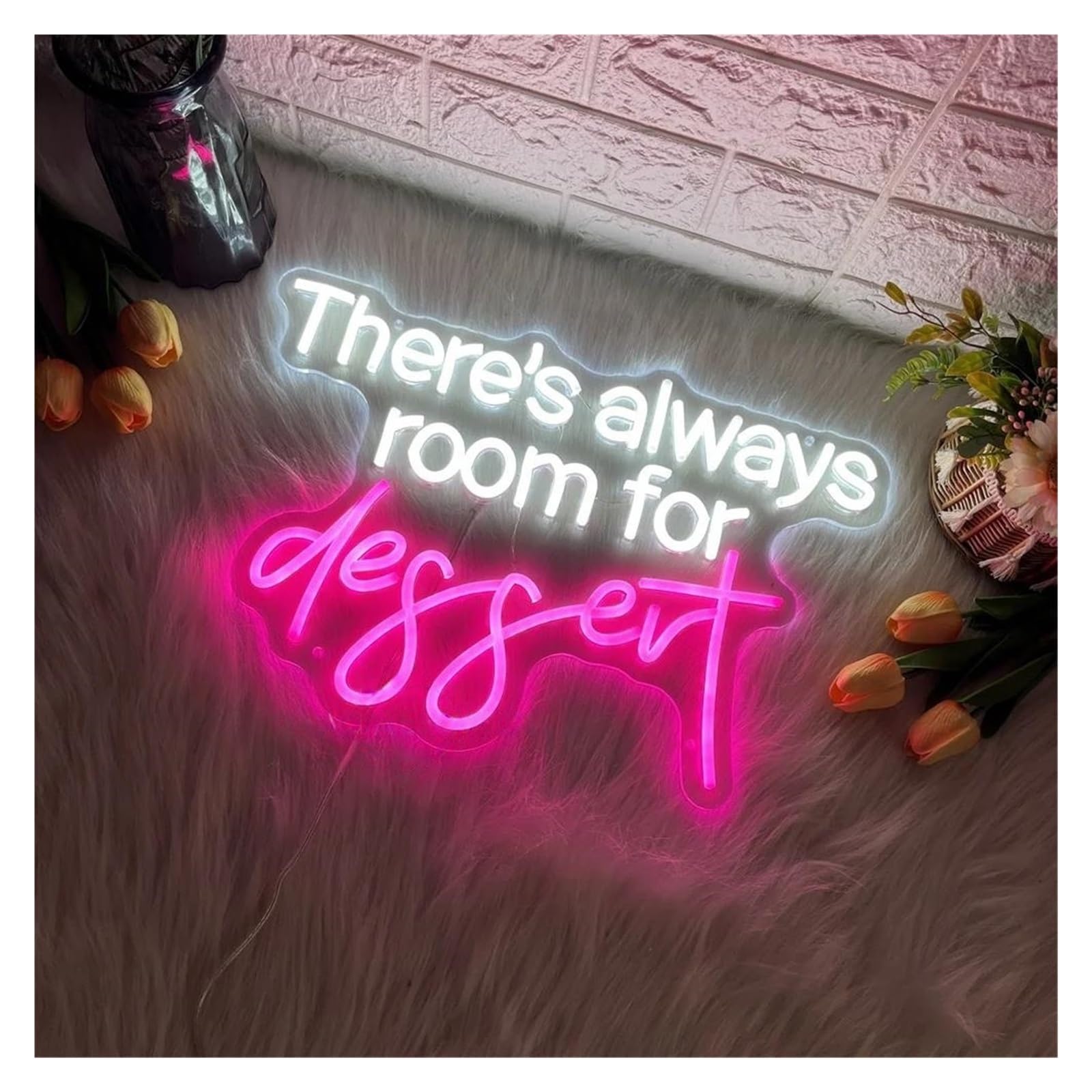 Decoración Lámparas There's Always Room For Dessert Letrero De Neón Luz LED Regulable Para Pastelería Restaurante Postres Café Decoración De Pared 17.72inx12in