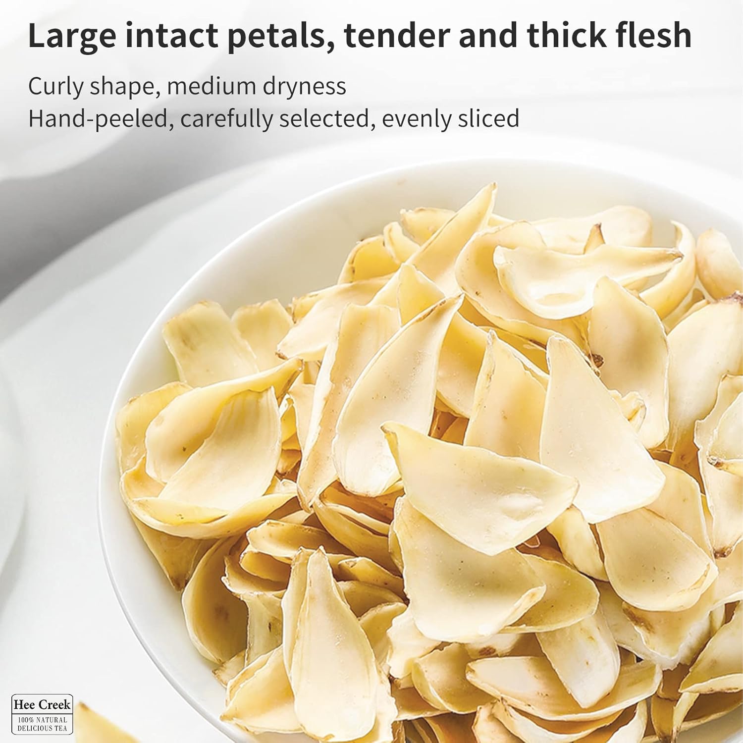 Hee Creek Dried Lily Bulb 240g (120g*2) 8.5oz Herbal Tea, Dried Lily Buds Bulbs Bai He Lilies for Tea, Cooking, Porridge, Sulfur Free, No Additives 百合 无硫百合干 银耳莲子羹原料 龙牙百合 - Image 2