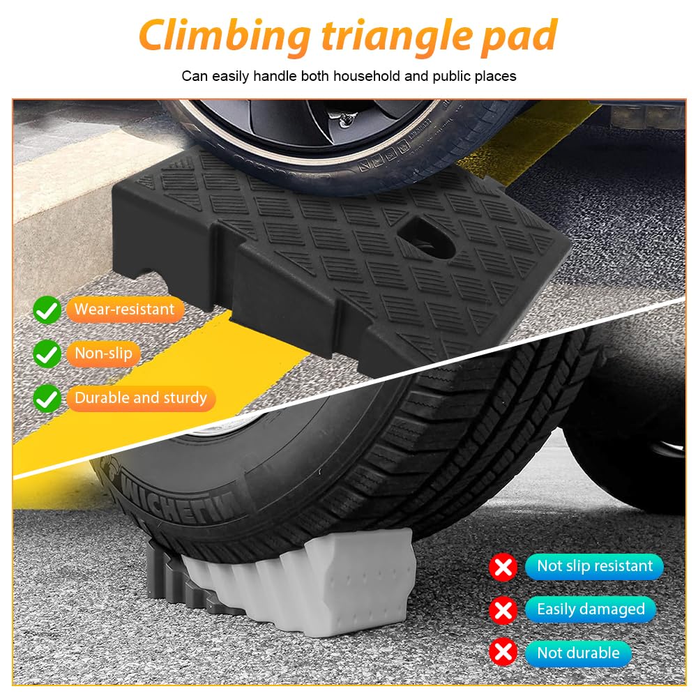 Rampa per marciapiede, rampa portatile, in plastica antiscivolo, per vialetti, marciapiedi, moto, scooter, auto, con 2 bulloni di espansione (nero)