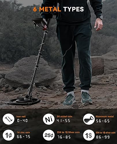 Miniatura 6 de SUNPOW Detector de metales profesional para adultos – Alta precisión con bobina impermeable de 12 pulgadas, 2 pantallas LCD retroiluminadas, chip