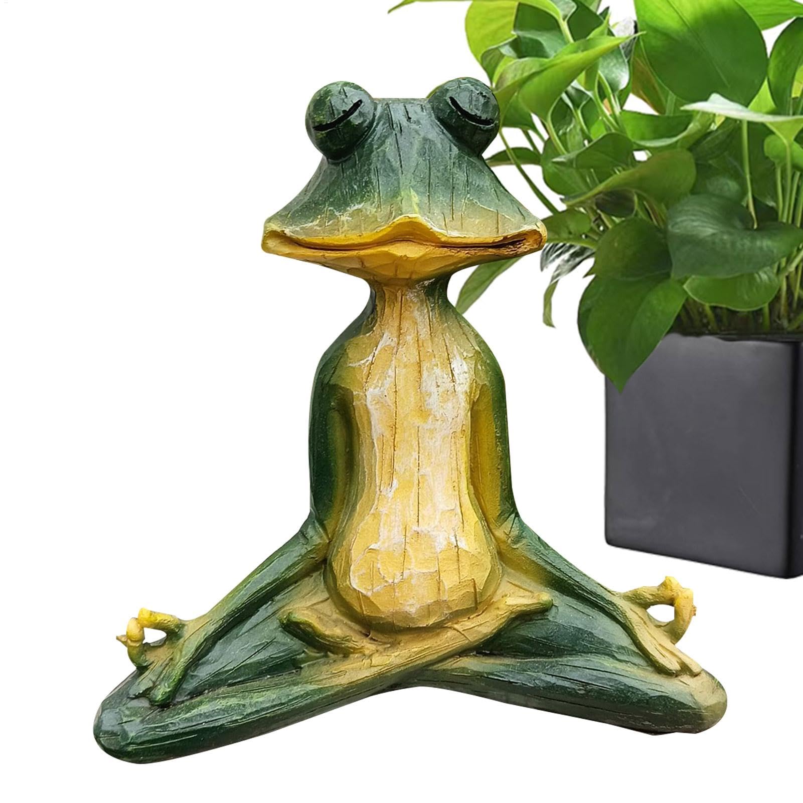 Bsbkoj Meditating Frog Figurine, Zen Yoga Garden Statue, 5.91x1.97x5.71 Inches Creative Resin, Animal Decor Collectible for Ornament, Animal Decor Collectibles
