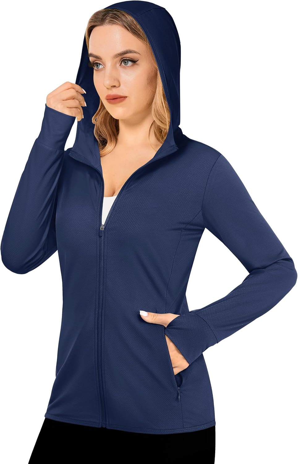 MAGCOMSEN Women's UPF 50+ Sun Protection Jacket Long Sleeve Zip Up Cooling Lightweight Hoodie Hiking Shirt