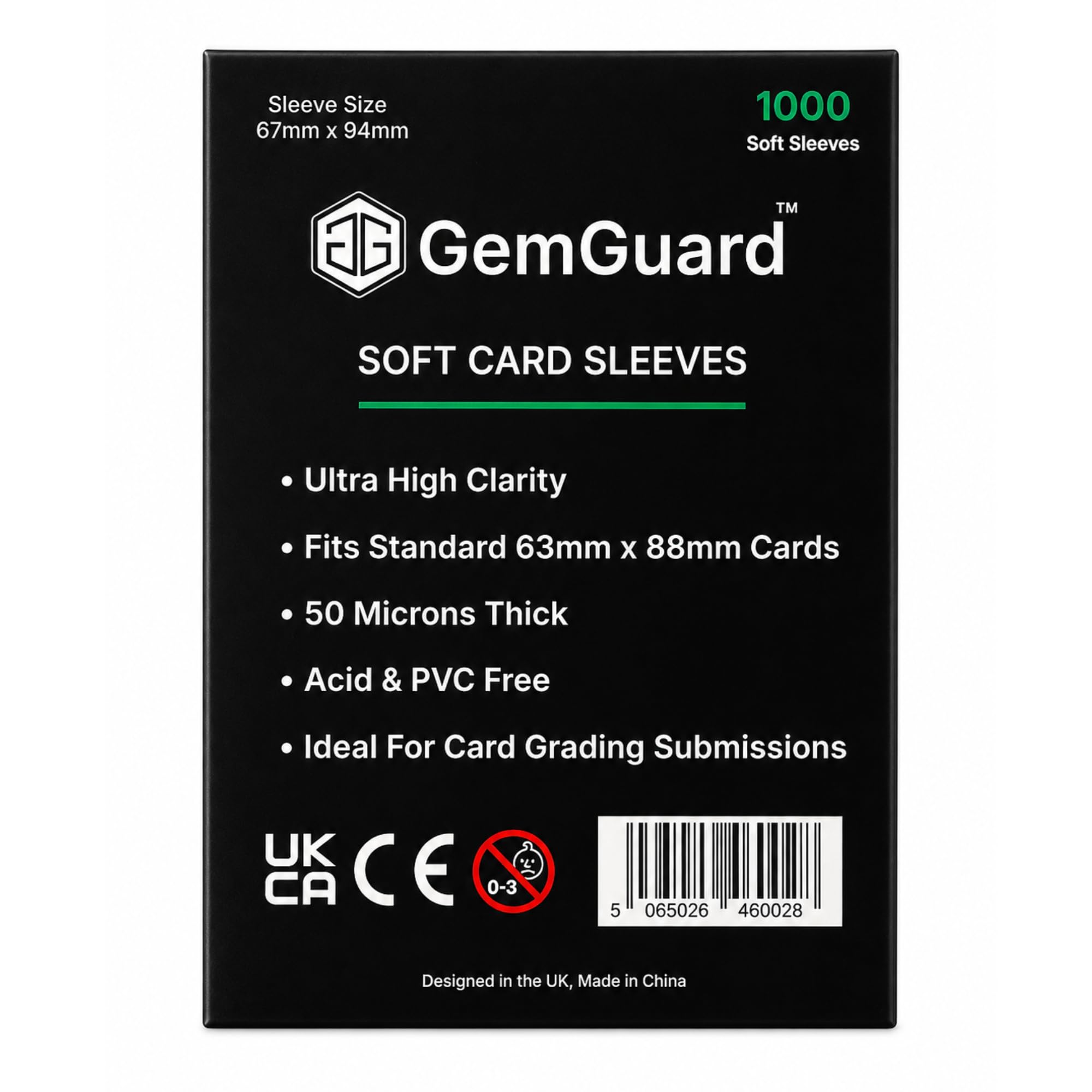 GemGuard 1000 Pack Penny Sleeves – Compatible with Pokemon, MTG & Sports Trading Cards 50 Micron High Clarity Soft Card Sleeves – Standard Size 67 x 94mm