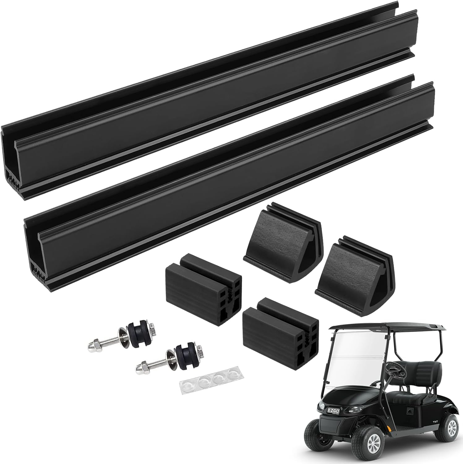 EZGO TXT 2014-up Windshield Retaining Clips Kit with Screw Bolts, Golf Cart Windshield Mounting Sash Clips Replacement Only Fit 1"x1" Front Struts Rail for EZGO TXT 2014+ Gas/Electric Models