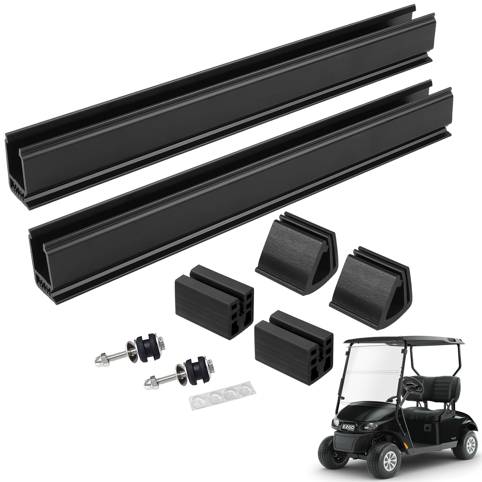 Cartalia EZGO TXT 2014-up Windshield Retaining Clips Kit with Screw Bolts, Golf Cart Windshield Mounting Sash Clips Replacement Only Fit 1"x1" Front