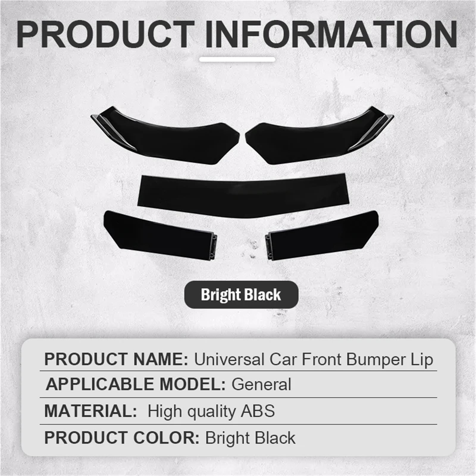 spoiler samochód warga ochronna 5 szt./zestaw ulepszonych łopat do przedniego zderzaka ze stopniowaną konstrukcją, materiał ABS(5Pcs Bright Black)