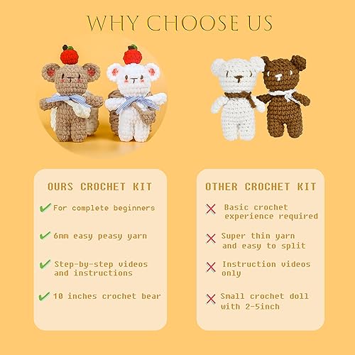 Miniatura 5 de BENIMUS Kit de ganchillo para principiantes, kit de oso de peluche de ganchillo de 10 pulgadas, kits de ganchillo con tutoriales en video paso a