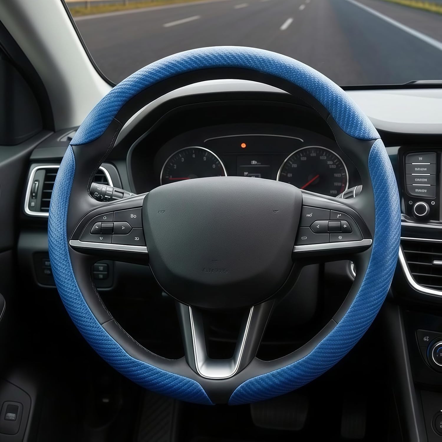 3PCS Matte Carbon Fiber Car Steering Wheel Cover - 2/3 Segmented Design, Anti-Slip Waterproof, Universal Fit for Most Round Steering Wheels (Not for D-Shaped Wheels),Grey